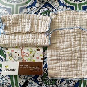 Bamboo Organic Prefolds Size 1 and Snappi fastener
